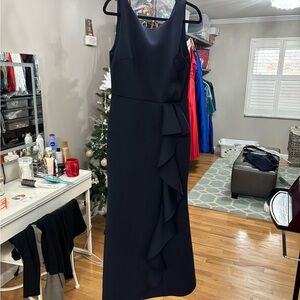 Eliza J Navy Maxi Dress with Ruffle Detail